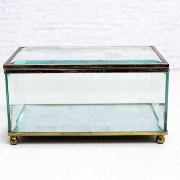 Beveled Glass Jewelry keepsake box, 1950s - Picture 1 of 9